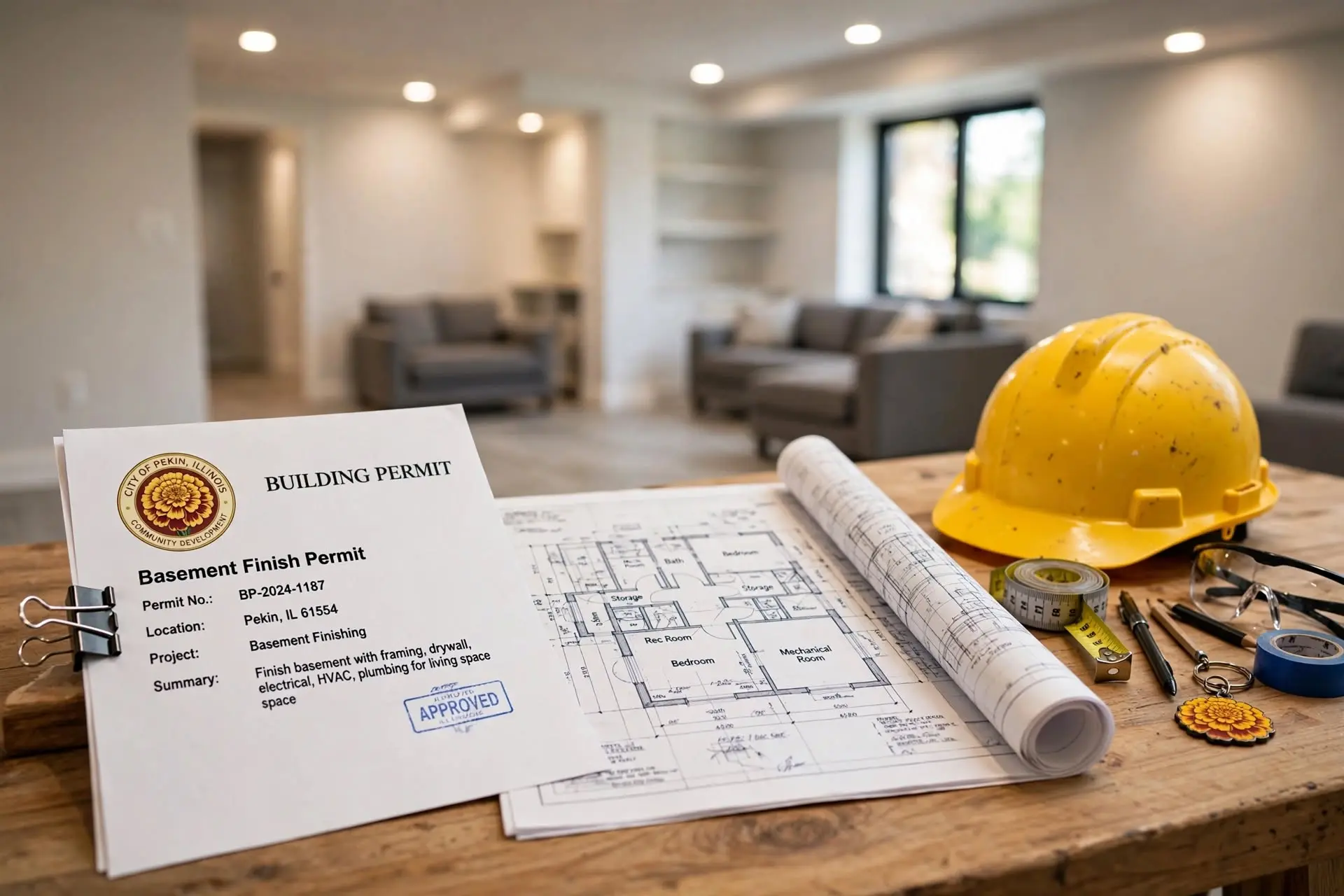 Do you need a permit to finish a basement in Pekin, IL
