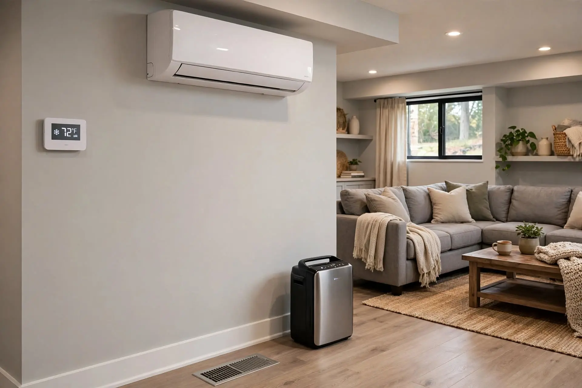 Heating, Cooling, and Dehumidification for Finished Basements